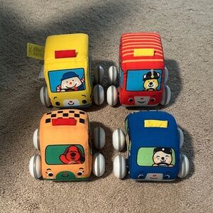 Melissa & Doug K's Kids' Pull-Back Vehicle Set - Soft Baby Toy Set of 4